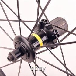700C Tubular Carbon Fiber Road Bike Wheelset Clincher Bicycle Wheels Disc Brake