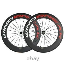 700C Windbreak 88mm Carbon Wheelset Clincher Road Bicycle Racing Carbon Wheels