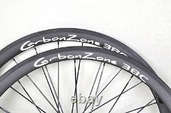 700C road bike rear wheel 38mm Clincher Bicycle white sticker rim 3k matt