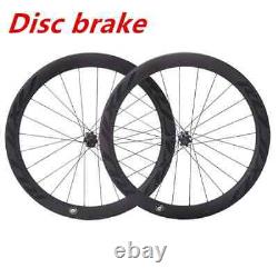 700c Carbon Fiber Road Bike Wheelset Center Lock or 6 Bolt Rim Tubeless Clincher