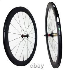 700c Carbon Fiber Tubular Wheels Road Bike Wheelset 50x23/25mm Ceramic DT Hubs