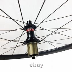 700c Carbon Fiber Tubular Wheels Road Bike Wheelset 50x23/25mm Ceramic DT Hubs