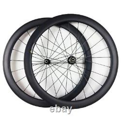 700c Carbon Fiber Tubular Wheels Road Bike Wheelset 50x23/25mm Ceramic DT Hubs