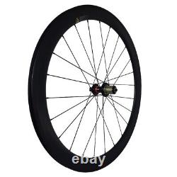 700c Carbon Fiber Tubular Wheels Road Bike Wheelset 50x23/25mm Ceramic DT Hubs