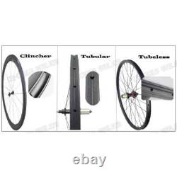 700c Carbon Road Bicycle Wheelset 50x25mm V Brake Clincher Tubular Wheels Glossy