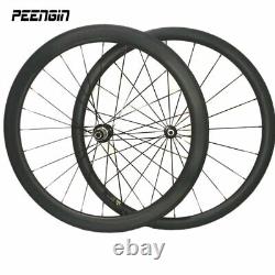 700c Carbon Road Racing Bike Wheelset 23x38/60mm Clincher V Brake Ceramic Hub