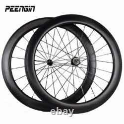 700c Road Bike Wheelset Carbon Fiber Tubular Clincher Bicycle Wheels 25x50mm