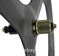70mm Tri Spoke Carbon Wheels Road/Track Bike Wheelset 3 Spoke 700C Clincher Bike