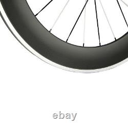 80mm Alloy Brake Surface Carbon Wheels 700C Road Bike Clincher 23mm Wheelset