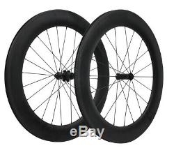 80mm Carbon Wheels Road Bike Wheelset Clincher 700C Matt Race Rim brake straight