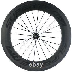 88mm Carbon Wheels Road Bike Racing Cycle Wheelset 700C 23mm 3k Matte Black logo