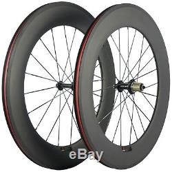 88mm Clincher Bicycle Wheels Road Bike 700C Race Carbon Wheelset 3K Matte Basalt