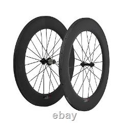 88mm Clincher Carbon Wheels 700C Powerway UD matt Road Bike Cycle Basalt Rim 11s