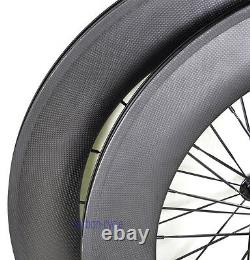 88mm Full Carbon Wheels Clincher 700C Road Bike 3k Matt Rim Brake Powerway R13