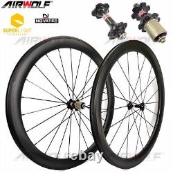 AIRWOLF 700c Carbon Road Bike Wheels Racing Bicycle Wheelset Rim Brake Novatec