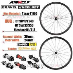 AIRWOLF Carbon Gravel Wheelset Road Bike Racing Bicycle 30mm Novatec DT240/350