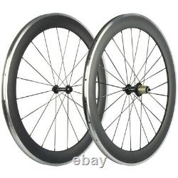 Aluminium Brake Surface 60mm Clincher Carbon Wheelset Road Bicycle Wheels Matte