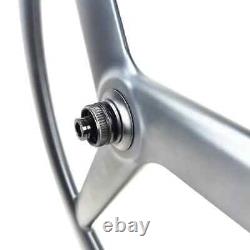 Carbon 3 Spoke Wheels 28mm Wide Tubeless 700c Road/Track Bike Disc Brake Wheels