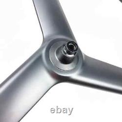 Carbon 3 Spoke Wheels 28mm Wide Tubeless 700c Road/Track Bike Disc Brake Wheels