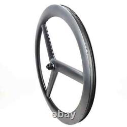 Carbon 3 Spoke Wheels 28mm Wide Tubeless 700c Road/Track Bike Disc Brake Wheels