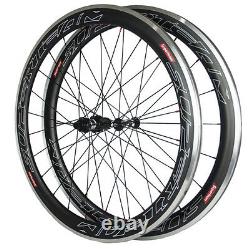 Carbon 60mm Aluminum Braking Surface Wheelset DT Swiss Hub Handbuild 700C Road