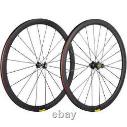 Carbon Bicycle Wheelset 38mm Depth 23mm Width Clincher Road Bike Wheels Matte