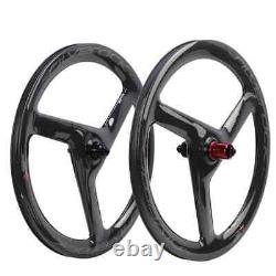 Carbon Fiber 3 Spokes Disc Brake Wheels 20inch 451 Folding Road Bike Wheelset