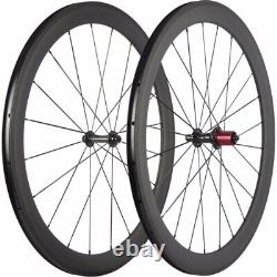 Carbon Fiber Cincher Wheelset 700C Road Bike Wheels 23mm Width 50mm Depth
