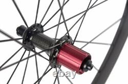 Carbon Fiber Cincher Wheelset 700C Road Bike Wheels 23mm Width 50mm Depth