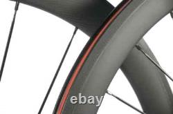 Carbon Fiber Road Bicycle Wheelset 700C 23mm Width Surface R13 Hub Clincher