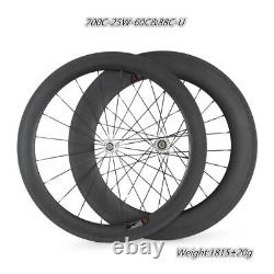 Carbon Fiber Road Bike Wheel 700C 25mm Width 60mm 88mm Depth Clincher U Shape