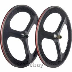 Carbon Fiber Road Bike Wheelet 3 Spoke Depth 70mm Clincher Track Bicycle Wheels