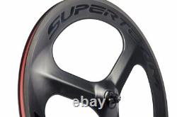 Carbon Fiber Road Bike Wheelet 3 Spoke Depth 70mm Clincher Track Bicycle Wheels