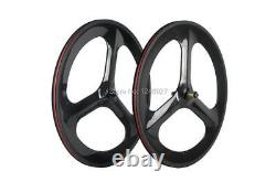 Carbon Fiber Road Bike Wheels Rim Depth 70mm 3 Spoke Racing Bicycle Wheelset