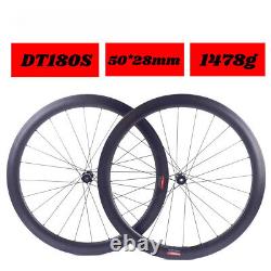 Carbon Fiber Road Bike Wheels Tubeless Wheelset Disc Brake 700c 9/10/11 Speed
