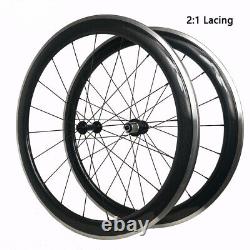 Carbon Fiber Road Bike Wheelset 700c with Alloy Brake Suface Straight Pull Hub