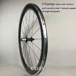 Carbon Fiber Road Bike Wheelset 700c with Alloy Brake Suface Straight Pull Hub