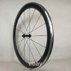 Carbon Fiber Road Bike Wheelset 700c with Alloy Brake Suface Straight Pull Hub