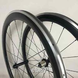 Carbon Fiber Road Bike Wheelset 700c with Alloy Brake Suface Straight Pull Hub