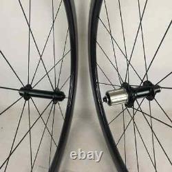Carbon Fiber Road Bike Wheelset 700c with Alloy Brake Suface Straight Pull Hub