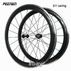 Carbon Fiber Road Bike Wheelset 700c with Alloy Brake Suface Straight Pull Hub