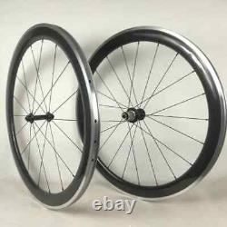 Carbon Fiber Road Bike Wheelset 700c with Alloy Brake Suface Straight Pull Hub