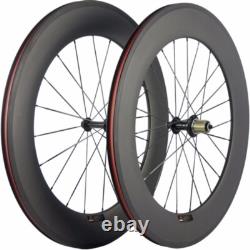 Carbon Fiber Road Bike Wheelset 88mm V Brake Cycling Bicycle Wheels Thru Axle