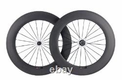 Carbon Fiber Road Bike Wheelset 88mm V Brake Cycling Bicycle Wheels Thru Axle