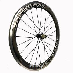 Carbon Fiber Road Bike Wheelset Clincher 50x25mm 700C with Alloy Brake Surface