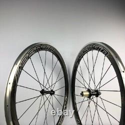 Carbon Fiber Road Bike Wheelset Clincher 50x25mm 700C with Alloy Brake Surface