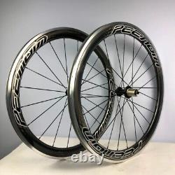 Carbon Fiber Road Bike Wheelset Clincher 50x25mm 700C with Alloy Brake Surface