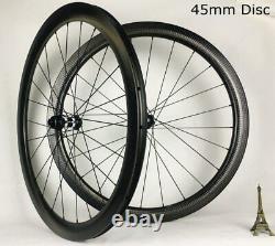 Carbon Fiber Wheelset Road Bike Wheels 700C 4525mm Disc Brake Clincher