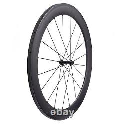 Carbon Fibre Wheels Road Bike Bicycle Wheelset 700C 60mm Tubular R13 Ceramic Hub
