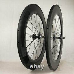 Carbon Fixed Gear Wheelset 88mm V Brake 700C Tubular Clincher Road Bike Wheels